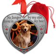 thumbnail image 1 of Pet Memory Heart Shaped Photo Ornament - No Longer by My Side Forever in My Heart - Engraved and Jeweled Keepsake for Pet Loss - Gift/Storage Bag Included, 1 of 1