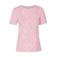 thumbnail image 4 of Pisexur Hauts de Printemps pour Femmes Chandail Décontracté à la Mode pour Femmes Imprimé à Manches Courtes Col Rond, Chemisiers pour Femmes Chic Décontracté Hauts pour Femmes Rose, TG, 4 of 5