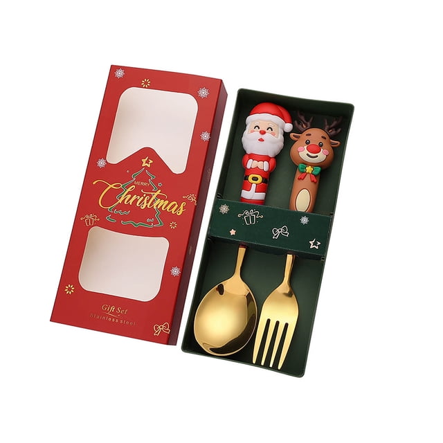Amzcrzy Forks Christmas Spoon Christmas Dessert Spoon Fork Stainless Steel Tableware Set Cute Doll With Hand Gift Some Tableware Utensils Flatware Camping Utensils
