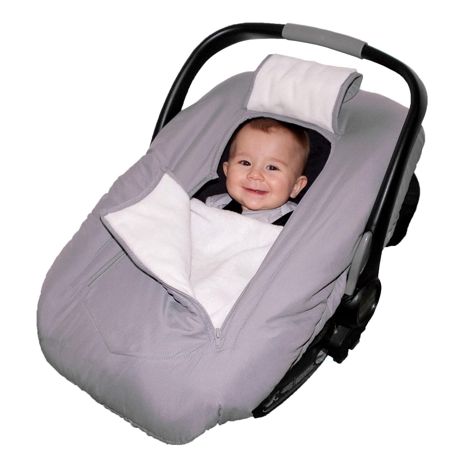 Jolly Jumper Arctic Sneak-a-Peek – Housse d’hiver pour siège d’auto pour bébé | Doublée en polaire et déperlante, avec rabat “coucou” et double fermeture éclair | Lavable à la machine