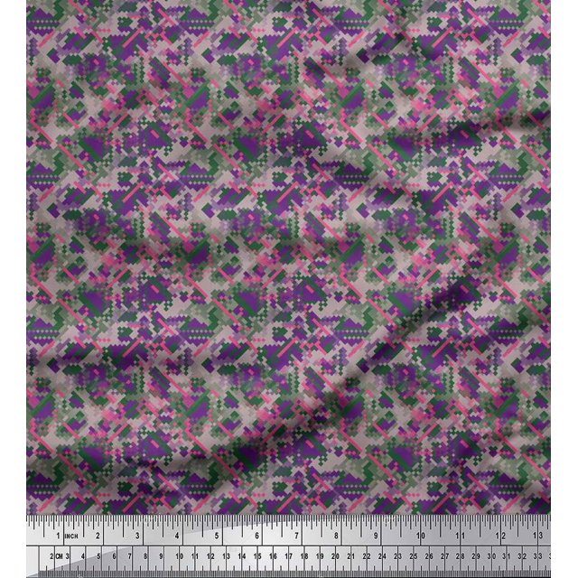 Soimoi polyester Crepe Fabric Check & Geometric Fabric Prints By Yard 42 Inch Wide