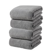 yulier 4 Pcs Cotton Hand Towels for Bathroom, Coral Velvet Hand Towel Set, Super Soft Absorbent Quick Dry Hair Drying Towels, Face Towels Striped Towels for Gym Shower Hotel, 14"x30"