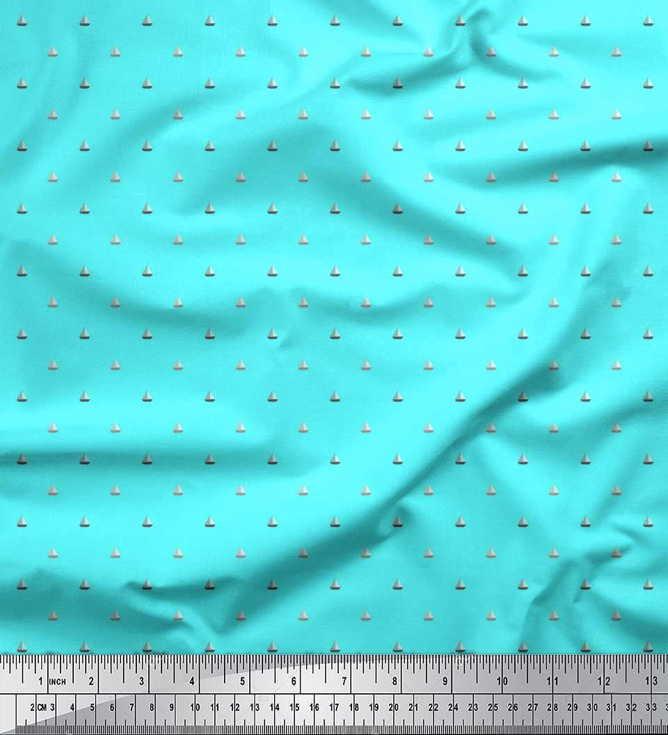 Soimoi Rayon Crepe Fabric Sailboat Shirting Print Fabric by Yard 46 Inch Wide