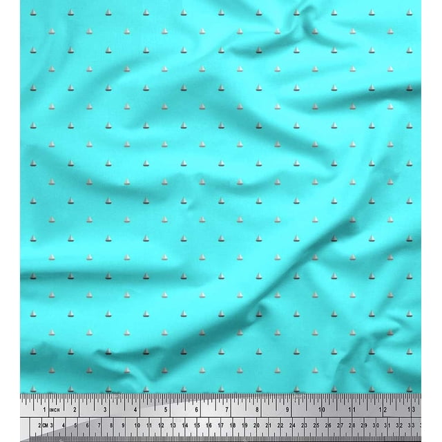Soimoi Velvet Fabric Sailboat Shirting Printed Craft Fabric by The Yard 58 Inch Wide