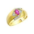 thumbnail image 3 of RYLOS Mens Rings Yellow Gold Plated Silver Ring 6X4MM Oval Shape Gemstone & Diamond Ring Star Ruby July Birthstone Rings For Man Silver Rings, Size 11, 3 of 7