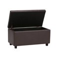 thumbnail image 1 of SIMPLIHOME Cosmopolitan 34 inch Wide Rectangle Lift Top Storage Ottoman in Upholstered Chocolate Brown Tufted Faux Leather, Footrest Stool, Coffee Table for the Living Room, Bedroom and Kids Room, 1 of 8