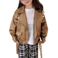 thumbnail image 1 of Aocisk Veste Courte en Cuir de Moto Stylée pour Filles pour les Saisons d'Automne et de Printemps Manteau Confortable Vert 5-6 Ans, 1 of 1