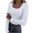 thumbnail image 1 of WRKEKC Blouse à Manches Longues pour Femmes, Couleur Unie, T-Shirt Décontracté à Col Rond pour Femmes, Tenue Quotidienne et de Bureau au Style Classique et Port Confortable, 1 of 7