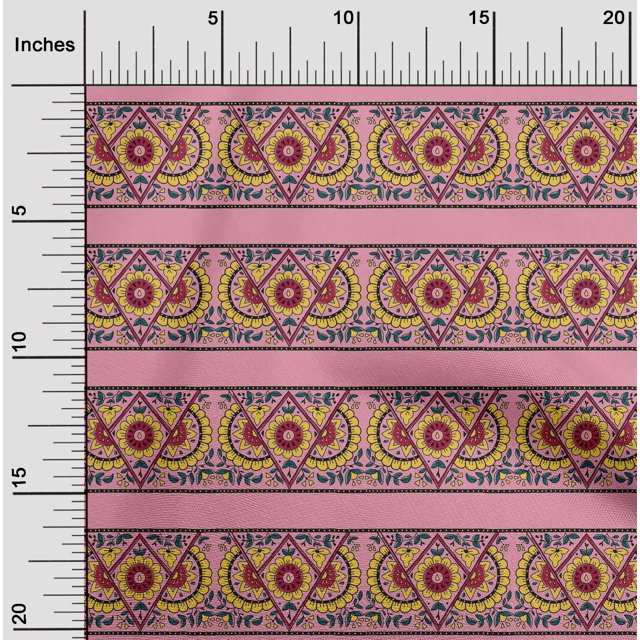 oneOone Polyester Lycra Fabric Geometric|Leaves & Floral Block Fabric Prints By Yard 56 Inch Wide