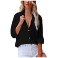 thumbnail image 1 of KIHOUT Spring Winter Womens Tops Fashion Casual Pockets Solid Color Turn-Down Neck Cardigan Long Sleeve Loose T-Shirt Blouse Button Tops, 1 of 5