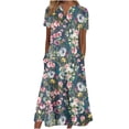 thumbnail image 1 of Cameland Robe d'Été pour Femme Décontractée à Col en V avec Boutons, Manches Courtes, Imprimée, Coupe Évasée, avec Poche, 1 of 3