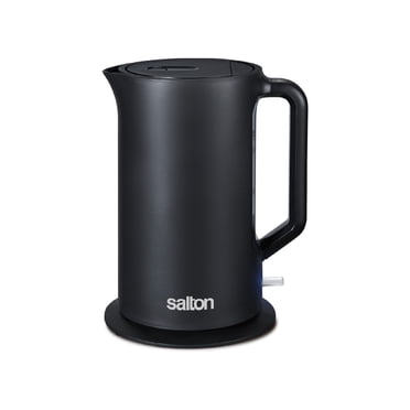 Salton Cordless Electric Kettle – 1.7 L, Black| BPA Free | Quick Boil 1500W Heating Element | Auto Shut Off & Boil Dry Protection | 360° Swivel Base | Clear Water Window | Cord Storage (JK2178BK)