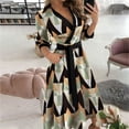 thumbnail image 3 of Pisexur Robe Maxi à Manches Longues pour Femmes, Style Bohème, en Mousseline Imprimée, Col à Revers, Longue Robe Ample, Robes de Printemps, 3 of 5