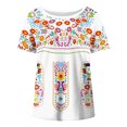 thumbnail image 4 of Birdeem Blouses pour Femmes T-Shirt Rétro Ethnique Imprimé à Manches Courtes à Col Rond pour Femmes, 4 of 12