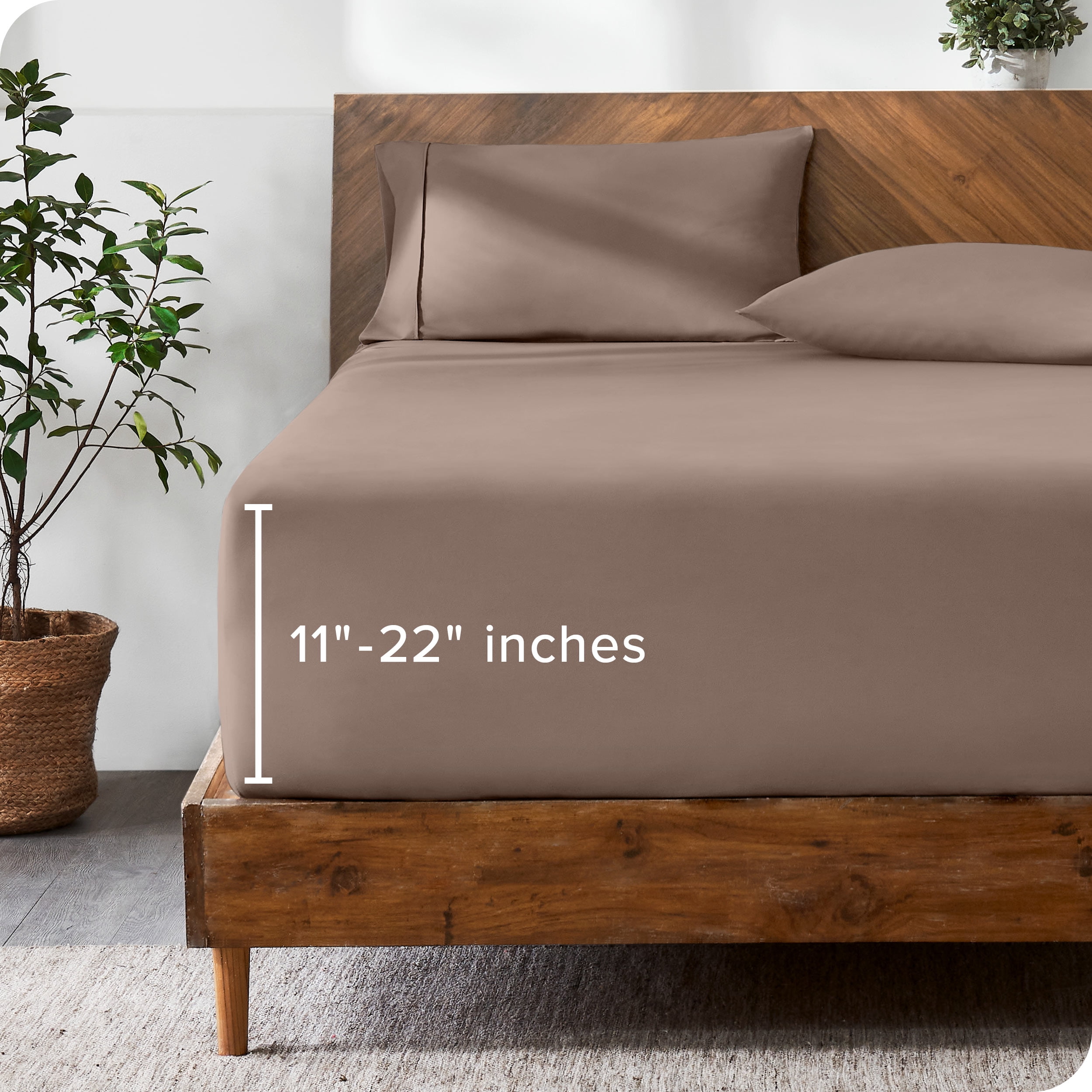Bare Home Fitted Sheet - 22" Extra Deep Pocket - Premium 1800 Collection - Queen, Taupe