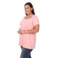 thumbnail image 2 of White Mark Women's 2-Pack White Keyhole Cutout Round Neckline Short Sleeve Top, 2 of 5