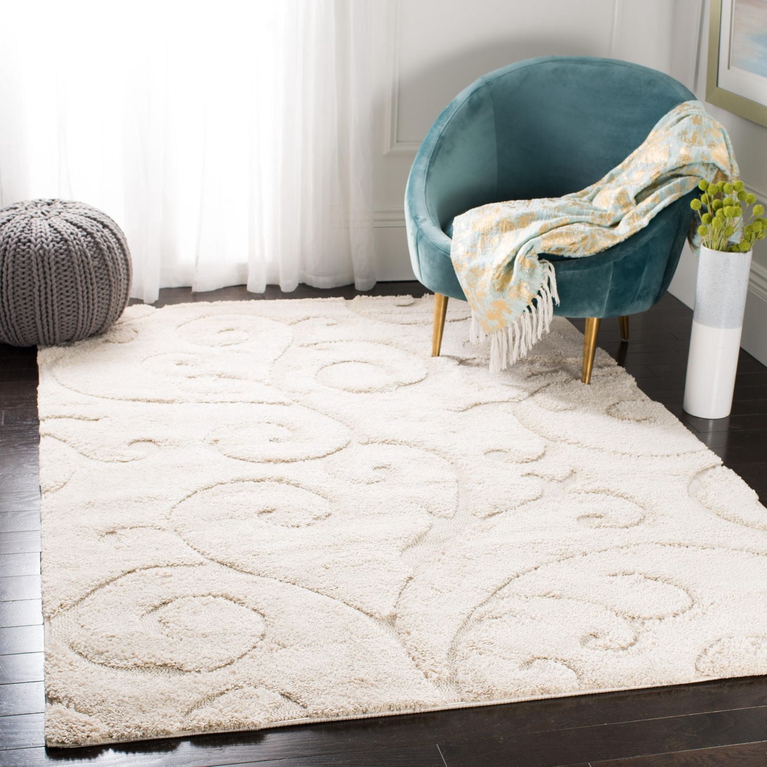 SAFAVIEH Florida Douglas Floral Vines Shag Area Rug