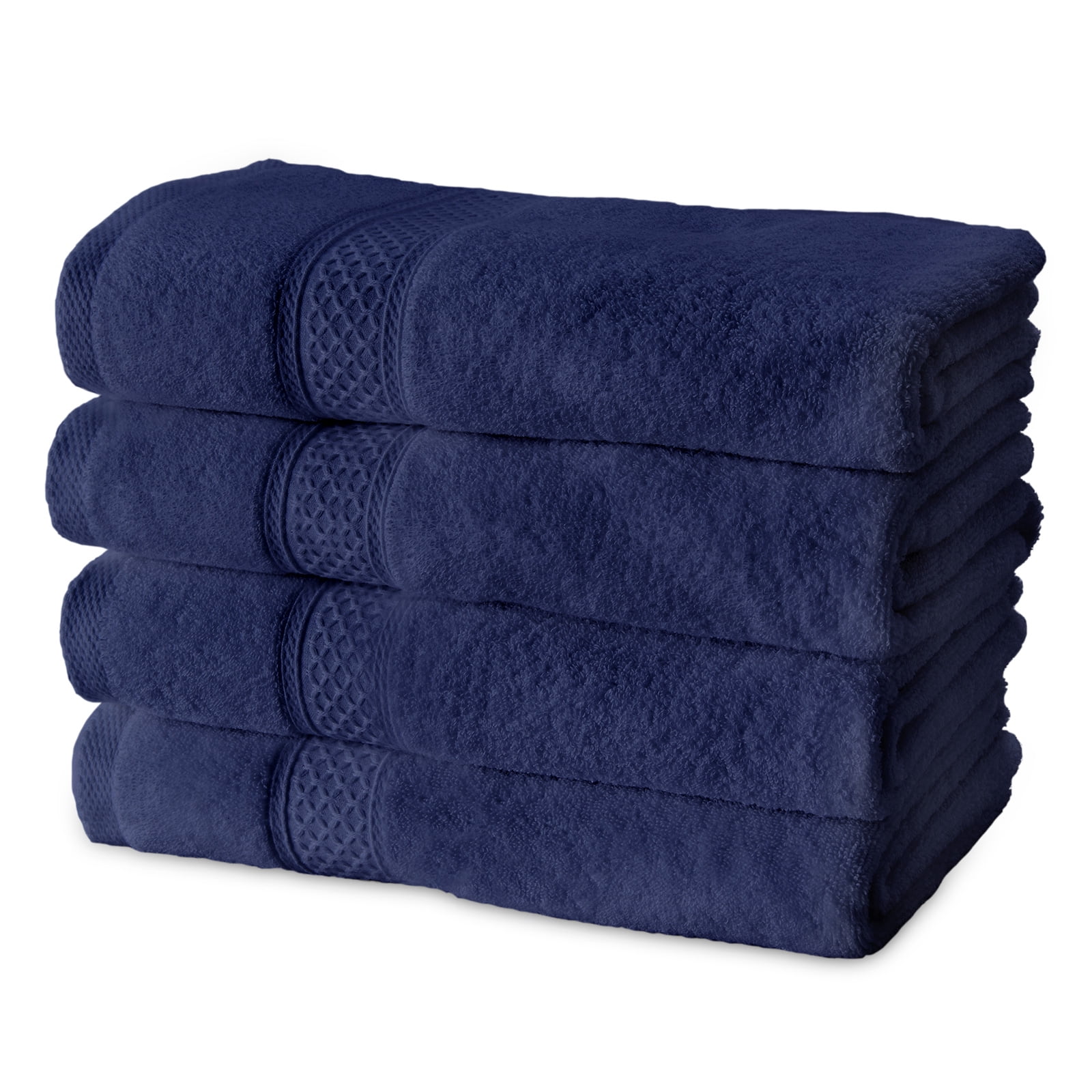 Gogreen 100% Cotton Bath Towel Sets of 4 Pieces, 4 Bath Towel, Highly Absorbent Towels for Bathroom, Gym, Hotel (Dark Blue)