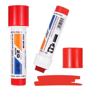 Uxcell Poster Marqueurs, 2Pcs Grande capacité Permanent Bannières Énormes Affiches Marqueurs Stylo à pointe de biseau épais pour la peinture Dessin sur toile de tissu en verre de plastique, rouge(0.8" Largeur du tuyau)