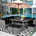 thumbnail image 2 of Costway 7 PCS Patio Rattan Dining Set Sectional Sofa Couch Ottoman Garden Black, 2 of 10