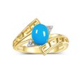 thumbnail image 1 of RYLOS Rings for Women 14K Yellow Gold Greek Key Designer Ring 9X7MM Gemstone & Diamond Ring December Turquoise Jewelry  Size 6, 1 of 7