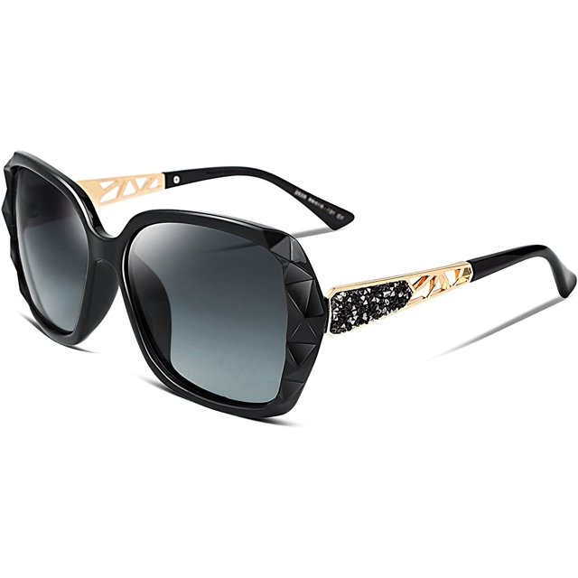FEISEDY Polarized Women Square Sunglasses Sparkling Composite Shiny Frame B2289