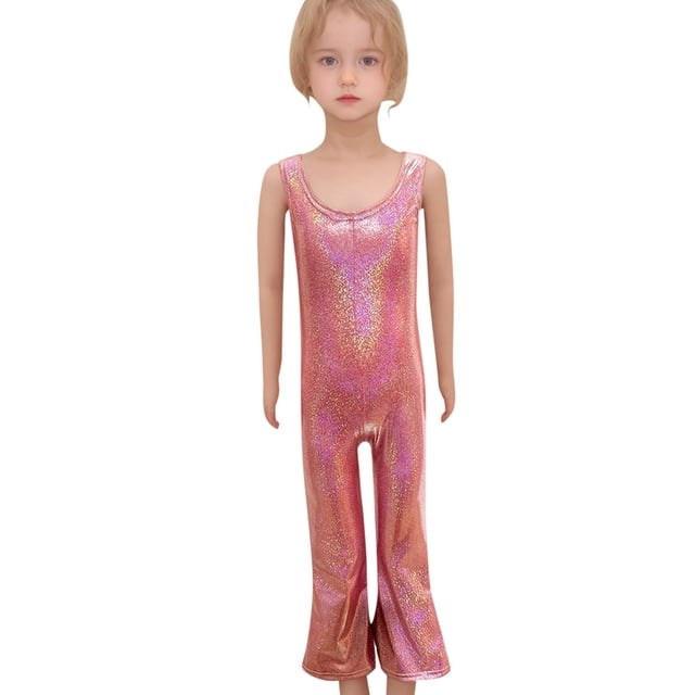 GDREDA Combinaison Moulante Extensible à Paillettes pour Garçons et Filles Sans Manches à Col Ras du Cou Pantalon Bas Combinaisons et Barboteuses pour Filles Rouge,13-14ans