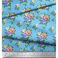thumbnail image 3 of Soimoi Tissu en Coton Cambric Feuilles, & Imprimés Floraux Roses au Mètre 56 Pouces de Large, 3 of 3