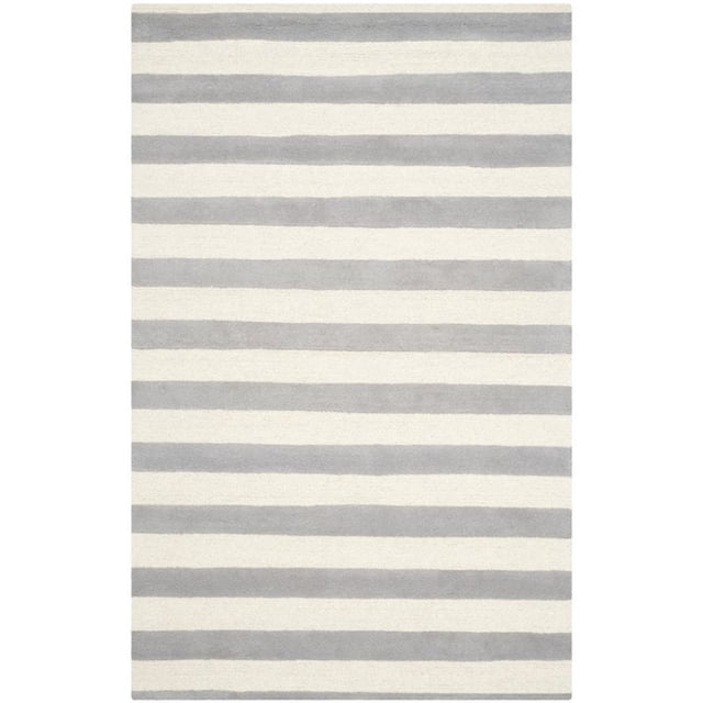 Safavieh Cambridge Collection CAM154A Handmade Moroccan Geometric Grey and Ivory Premium Wool Area Rug (6' x 9')