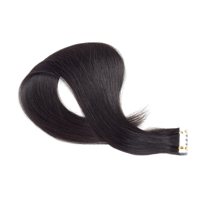 45cm Black Straight Wigs Tape in Seamless Hair Extensions Real Human Hair Wig