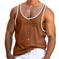 thumbnail image 2 of asjyhkr Mens Sleeveless Tank Tops Crew Neck Button down Undershirts Summer Fashion Sleeveless Comfy Basic Tees, 2 of 3