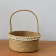 thumbnail image 3 of Cotton And Flax Rope Basket Storage Basket Lace  Snack Basket With Handle, 3 of 6
