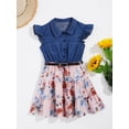 thumbnail image 4 of inlzdz Robe d'Été Sans Manches pour Filles, Haut en Denim Imprimé Floral Tutu Princesse Robe Décontractée Rose 5, 4 of 7
