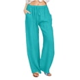 thumbnail image 1 of Timegard Cotton Linen Pants for Women Elastic Waist Drawstring Fall Travel Casual Pants with Pockets, 1 of 5