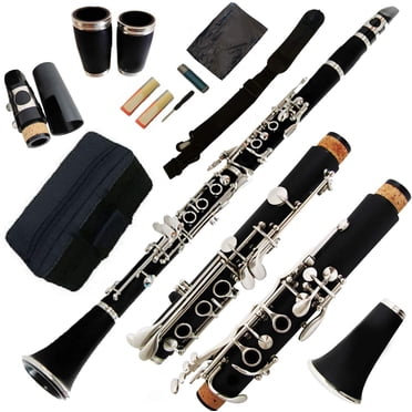 Funion B Flat Clarinet Set 17 Keys Clarinet Nickel Plated Keys Bb Clarinet With 2 Barrels Case Polishing Cloth Grease Mouthpiece Kit Reed