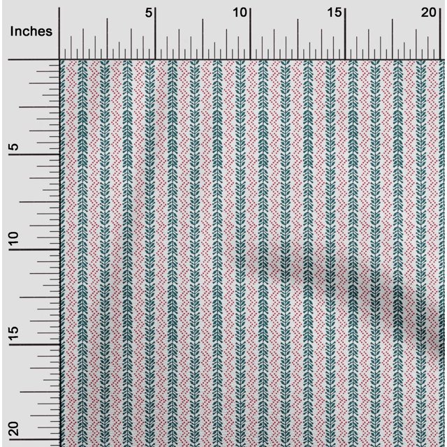 oneOone Cotton Poplin Fabric Dotted Chevron & Leaves Block Printed Craft Fabric BTY 56 Inch Wide