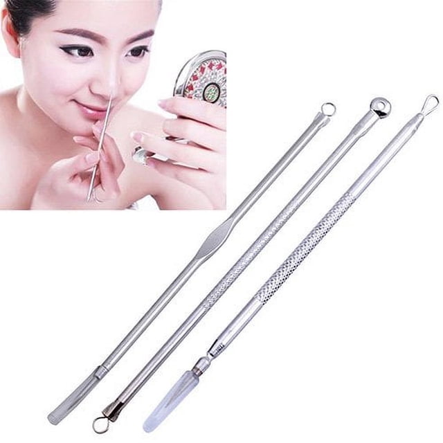 Ensemble d'Outils Extracteurs de Taches et d'Acné pour Comédons à Double Extrémité, 3 Pcs
