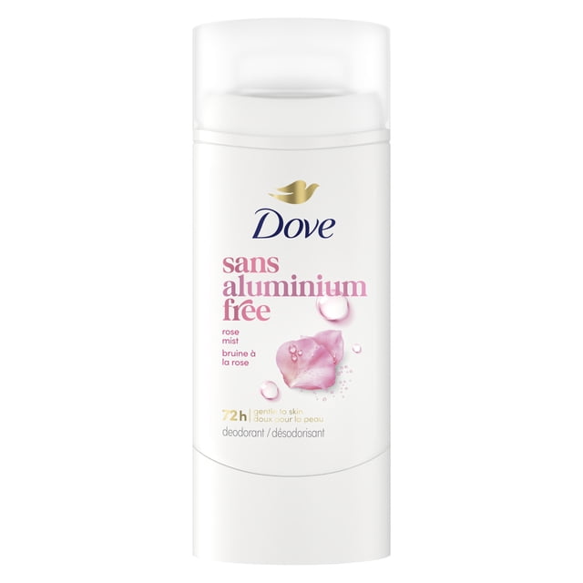 Dove Désodorisant Sans Aluminium Protection 72 H Bruine à la Rose, 74 g