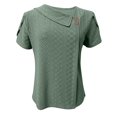 thumbnail image 4 of fheaev Eyelet Embroidery Tops For Women Tops Summer Spring Button V-Neck Tunic Tops Short Sleeve Business Blouses Shirts Casual Hollow Out Cute Tops, 4 of 5