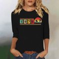 thumbnail image 1 of Uootdi Hauts pour Femmes Manches 3/4 Col Ras du Cou 1976 Imprimé Arc-en-Ciel Rétro Coupe Décontractée T-Shirts Nostalgiques pour Escapade d'Été Cadeau, 1 of 4