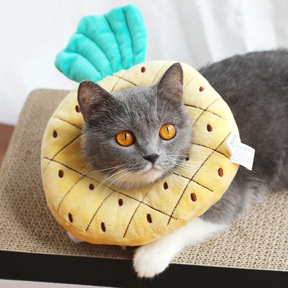 New Electric Embroidery Fruit Shape Watermelon Pineapple Strawberry Orange Ring Cat Collar Cat Collar Anti Licking White Shame Ring Soft Cat Supplies Inner Ring Adjustable Size