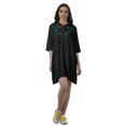 thumbnail image 1 of Moomaya Robe Chemise Brodée Unie Femmes Manches 3/4 Col Évasé Blouse, 1 of 6