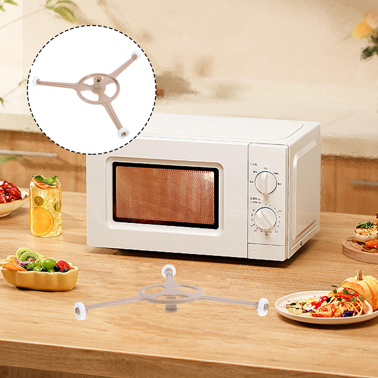 LITINKIMI Microwave Replacement Triple Arm Microwave Ring Brown PVC Stable Rotation 1Pack