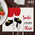 thumbnail image 1 of 4pcs/set Christmas Placemat Set Red Plaid Pattern kitchen Placemats Santa Claus, 1 of 4