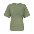 thumbnail image 4 of Yuyuzo Hauts pour Femmes T-Shirts à Manches Courtes T-Shirts à Col Rond T-Shirts Couleur Unie T-Shirts Amples Hauts Blouses, 4 of 5