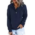 thumbnail image 1 of MesaSe Sweat à Capuche pour Femmes Manches Longues 1/4 Bouton Pull Violet, 1 of 3