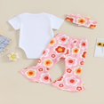 thumbnail image 4 of Baby Set featuring Letter Print Romper  Floral Print Pants  and Headband, 4 of 9