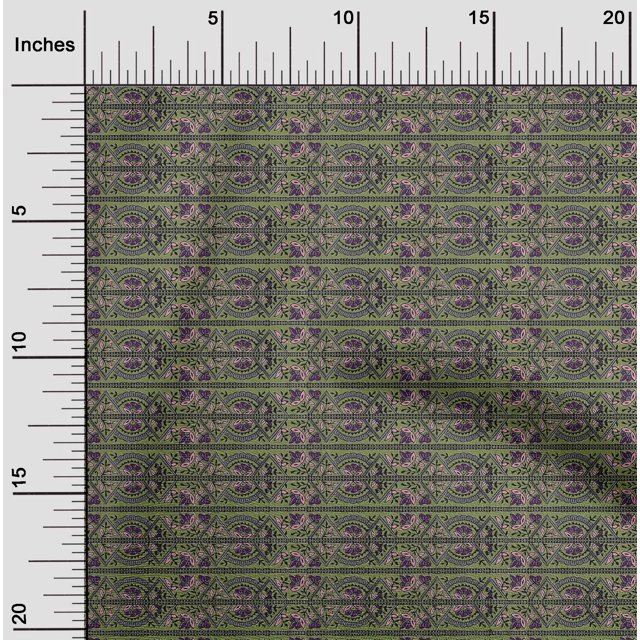 oneOone Tissu Polyester Lycra Rayé/feuilles & Floral Imprimé au Mètre 56 Pouces de Large