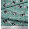 thumbnail image 2 of Soimoi Modal Satin Fabric Leaves & Floral Block Printed Fabric 1 Yard 42 Inch Wide, 2 of 3