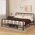 thumbnail image 1 of Gymax Cadre de Lit en Métal Format Très Grand Tête de Lit Pied de Lit Plateforme Base de Matelas, 1 of 10